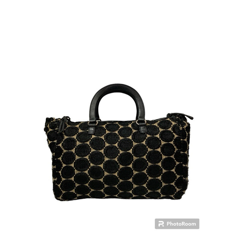 PRADA BOW CIRE BN0803 VINTAGE 刺繡黑色波點 皮革提把 包 保證正品