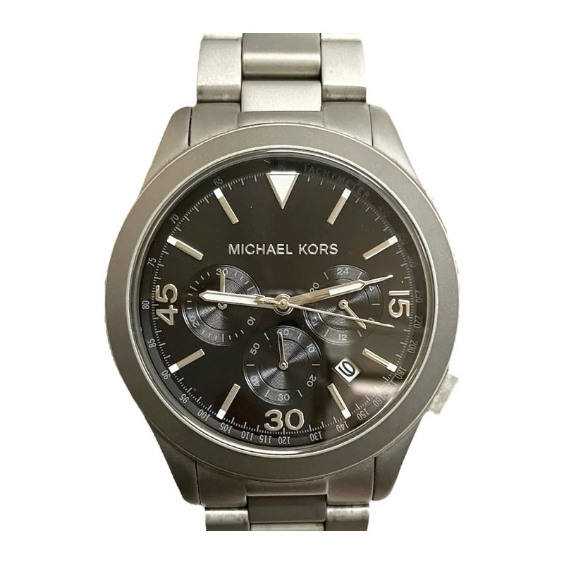 Michael kors 男三眼黑銀金屬錶帶腕錶 MK8469保證正品