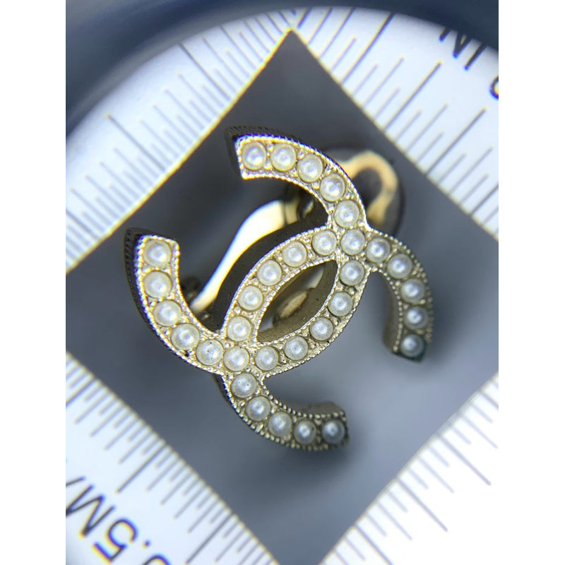 香奈兒 CHANEL 保證正品 珍珠 雙C LOGO夾式耳環