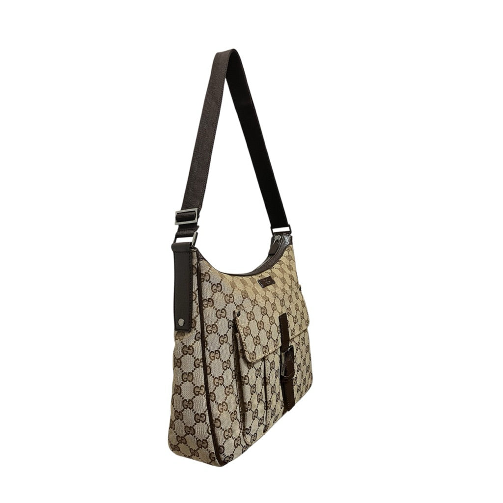 GUCCI 經典老花 帆布郵差包 保證正品