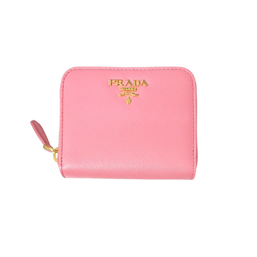 離櫃近新大全配❗️❗️❗️PRADA 粉紅色 防刮皮 小卡包 保證正品
