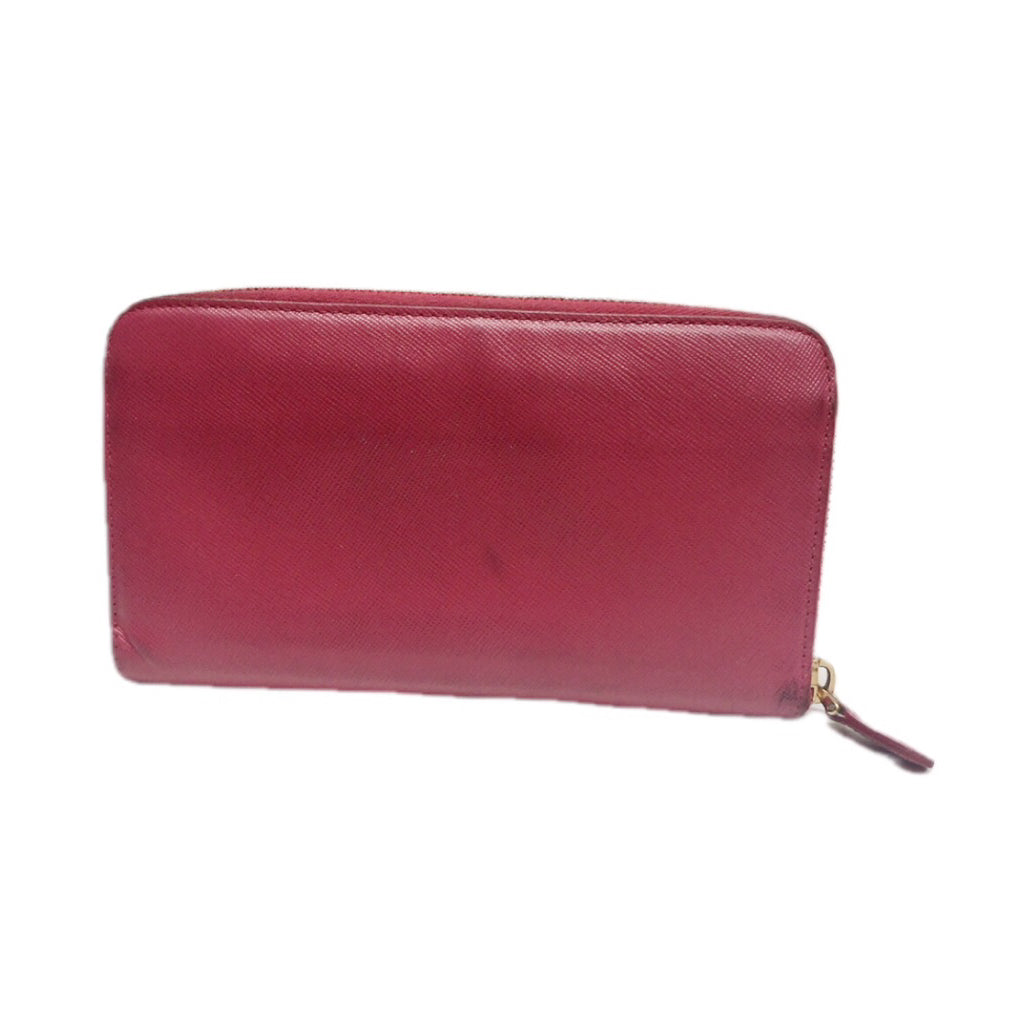 PRADA 皮夾 長夾 桃紅色 保證正品