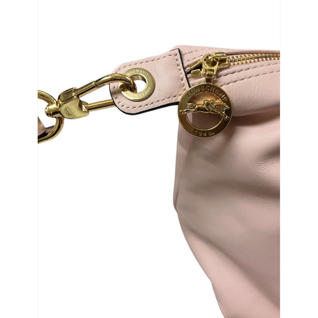 LONGCHAMP 淡粉色 全皮 轉運珠 水餃包 保證正品