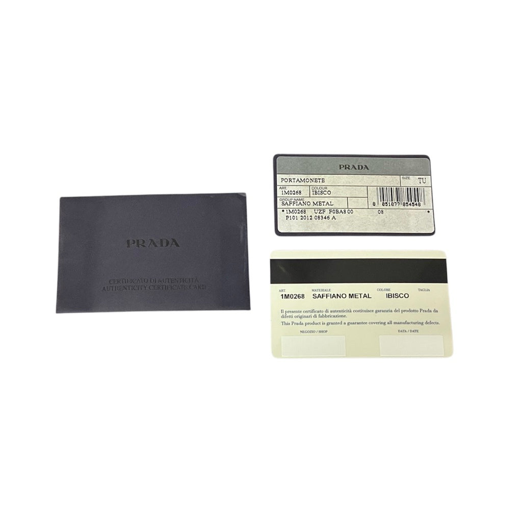 離櫃近新大全配❗️❗️❗️PRADA 桃紅色 防刮皮 小卡包 保證正品