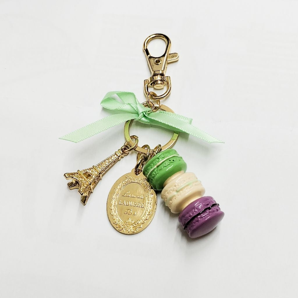 Laduree 馬卡龍 綠色 緞帶 巴黎鐵塔造型 鑰匙圈 吊飾 保證正品