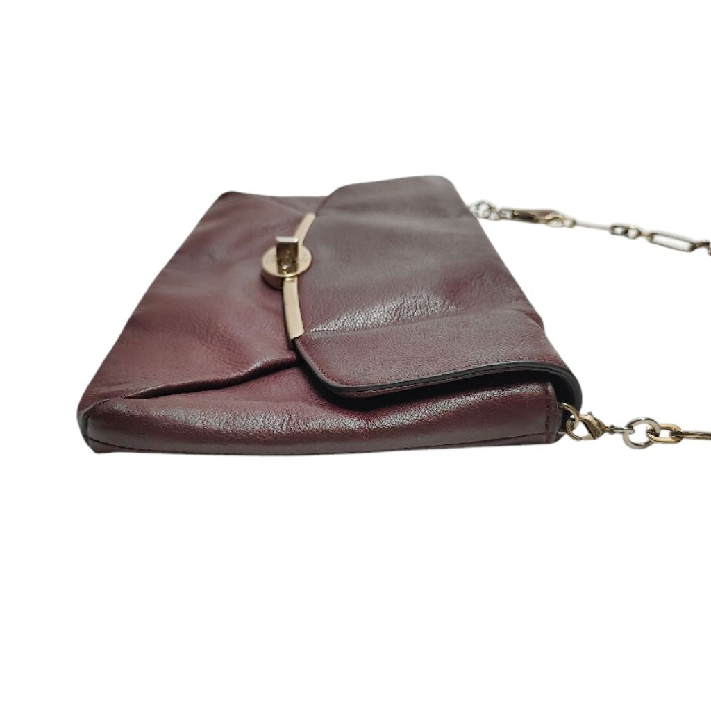 COACH 蔻馳 扁包 肩背包 斜背包 暗酒紅色 鏈條包 保證正品