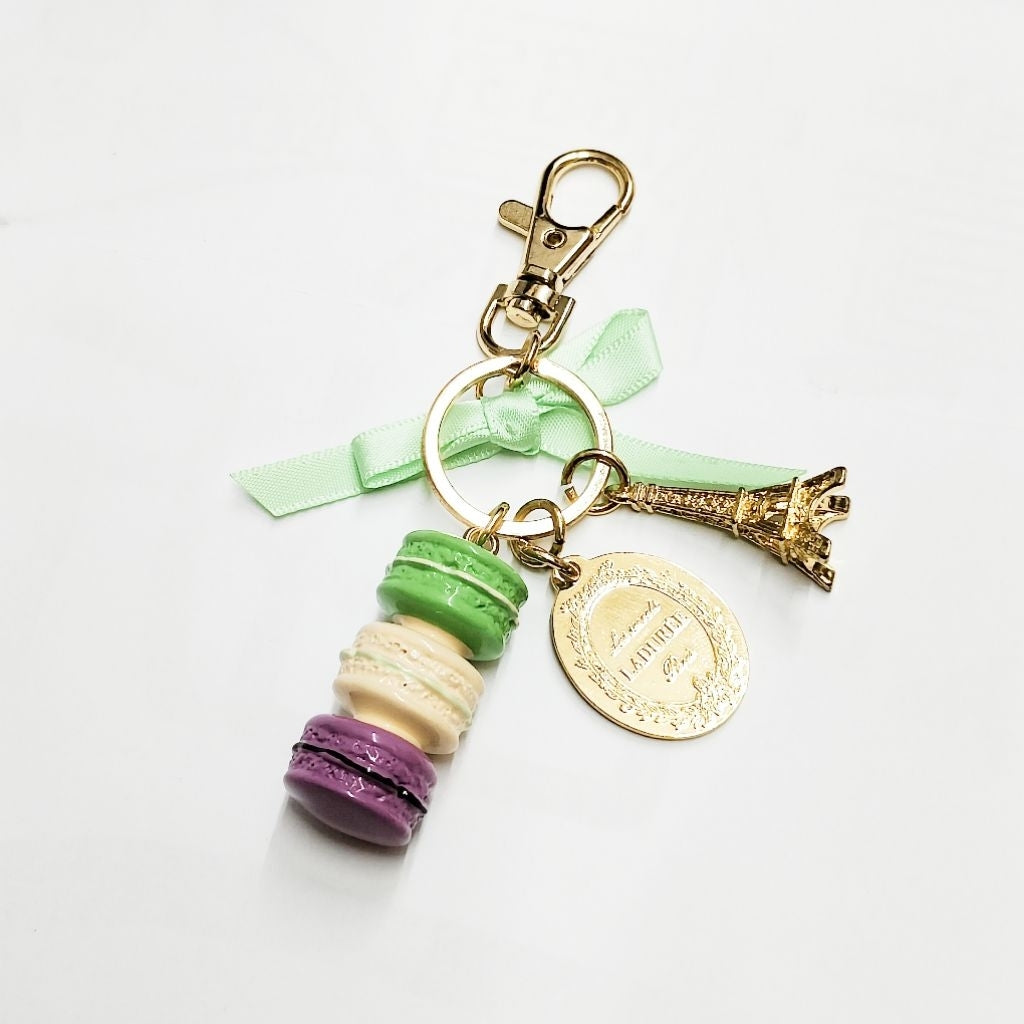 Laduree 馬卡龍 綠色 緞帶 巴黎鐵塔造型 鑰匙圈 吊飾 保證正品