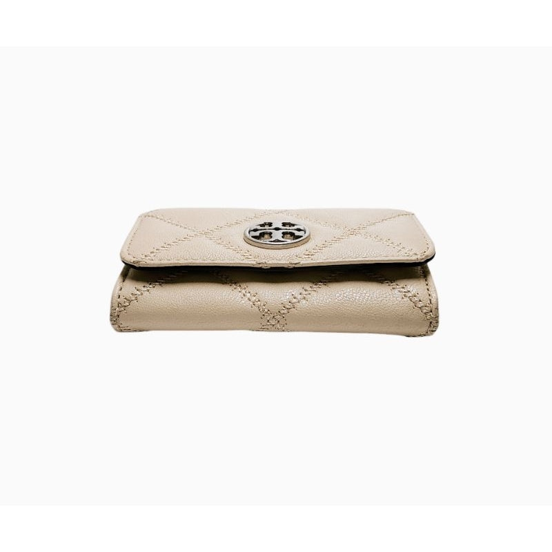 TORY BURCH 46170 皮夾 短夾 迷你夾 小卡夾 米色 保證正品