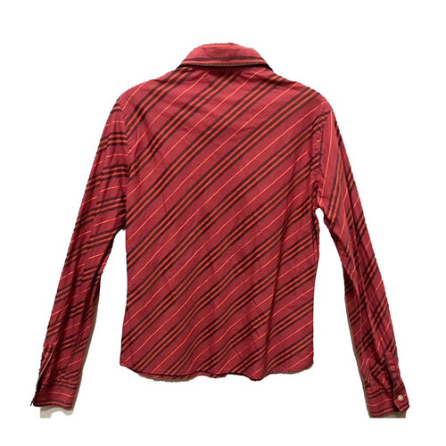 BURBERRY 紅色斜條紋長袖襯衫 保證正品