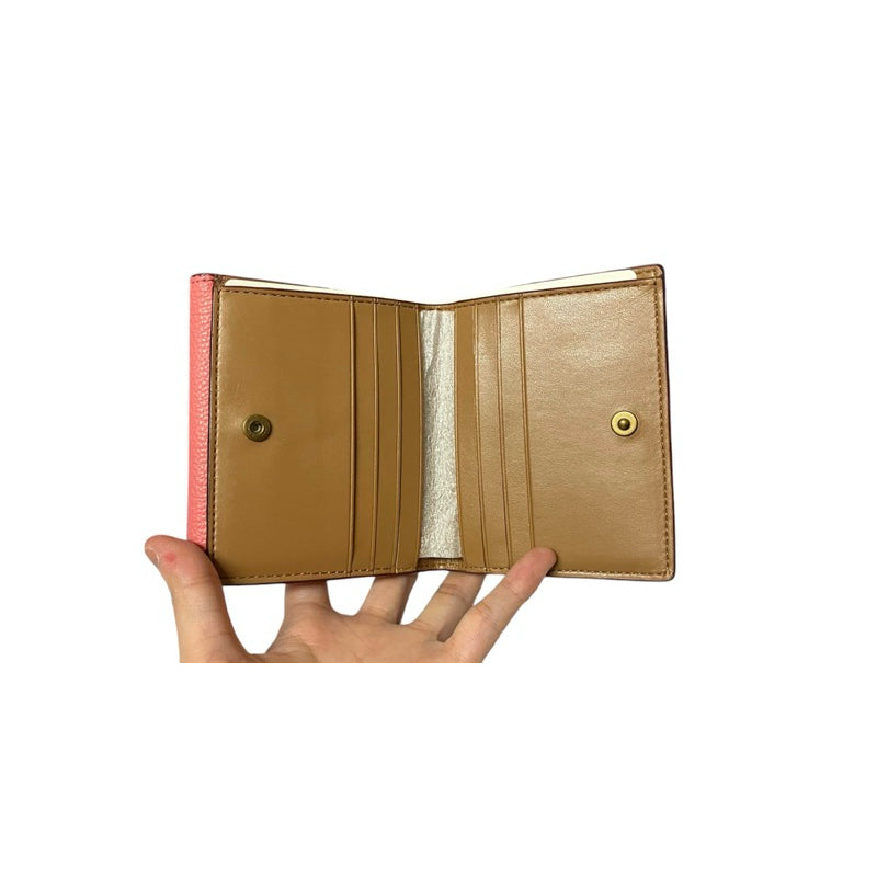 COACH 拼色全皮C字前扣雙摺短夾 保證正品