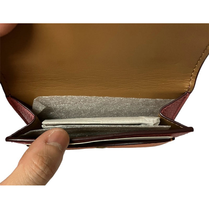 COACH 拼色全皮C字前扣雙摺短夾 保證正品