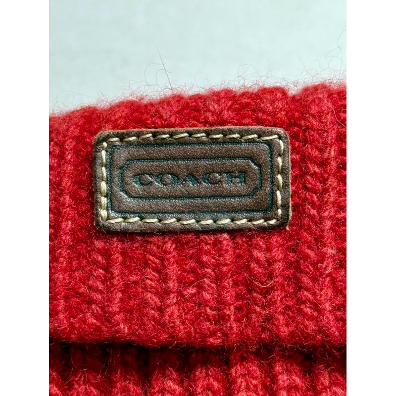 COACH 紅色 毛線 羊毛 手套 保證正品