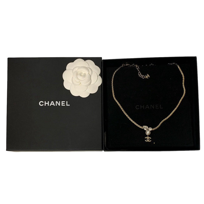 CHANEL 香奈兒 法國製 水鑽 珍珠 項鍊 A22 MOMO台購入 保證正品