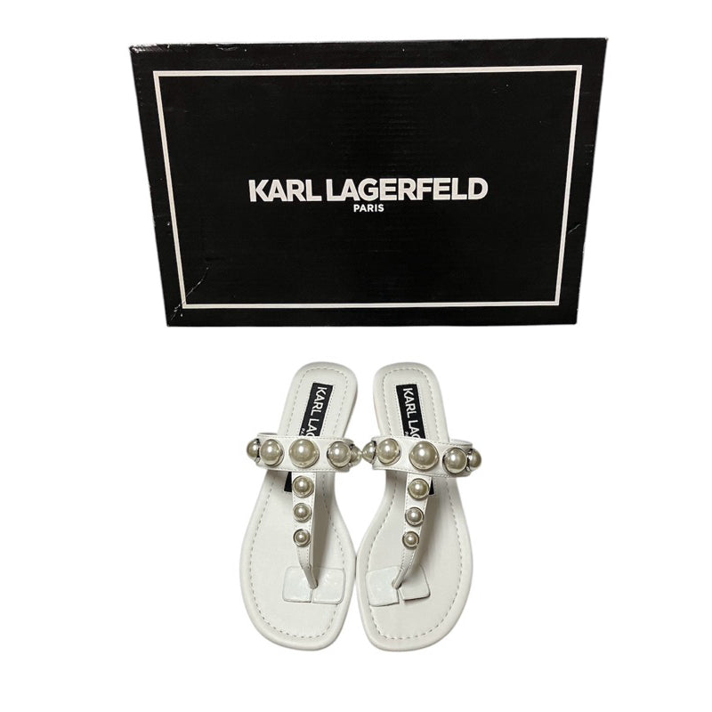 全新品！！！KARL LAGERFELD 大珍珠夾腳拖鞋 保證正品