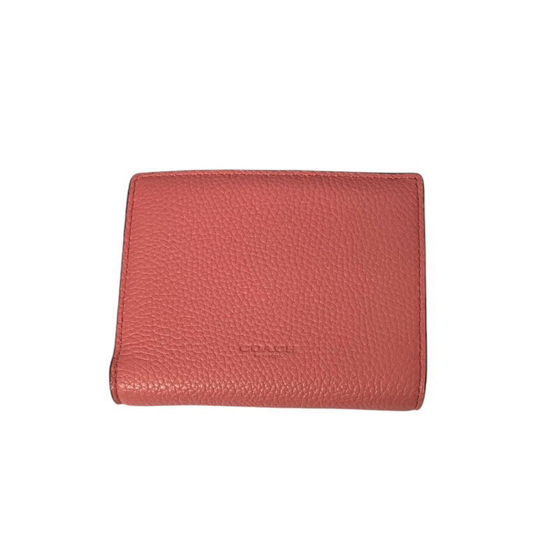 COACH 拼色全皮C字前扣雙摺短夾 保證正品
