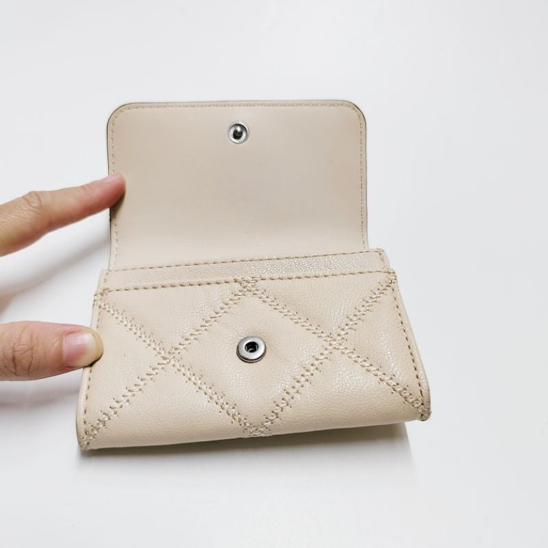TORY BURCH 46170 皮夾 短夾 迷你夾 小卡夾 米色 保證正品
