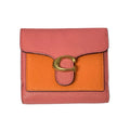 COACH 拼色全皮C字前扣雙摺短夾 保證正品