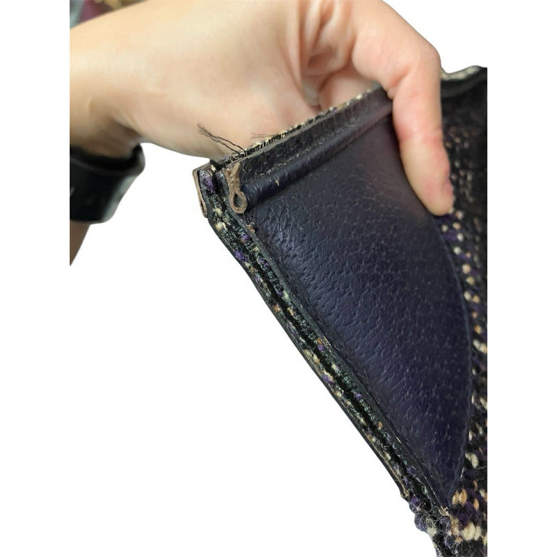 PRADA 方形毛呢手提包 黑紫 保證正品