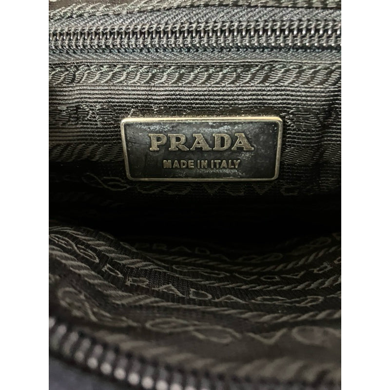 PRADA 方形毛呢手提包 黑紫 保證正品