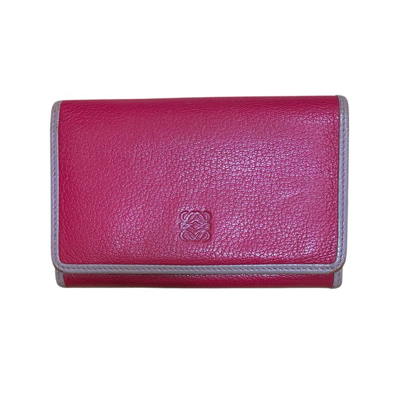 LOEWE 紅色對折扣式中夾 保證正品