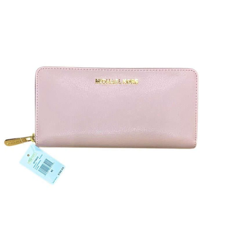 全新品！MICHAEL KORS 淡粉色 拉鍊長夾 保證正品