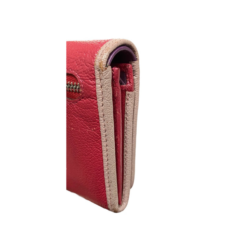 LOEWE 紅色對折扣式中夾 保證正品