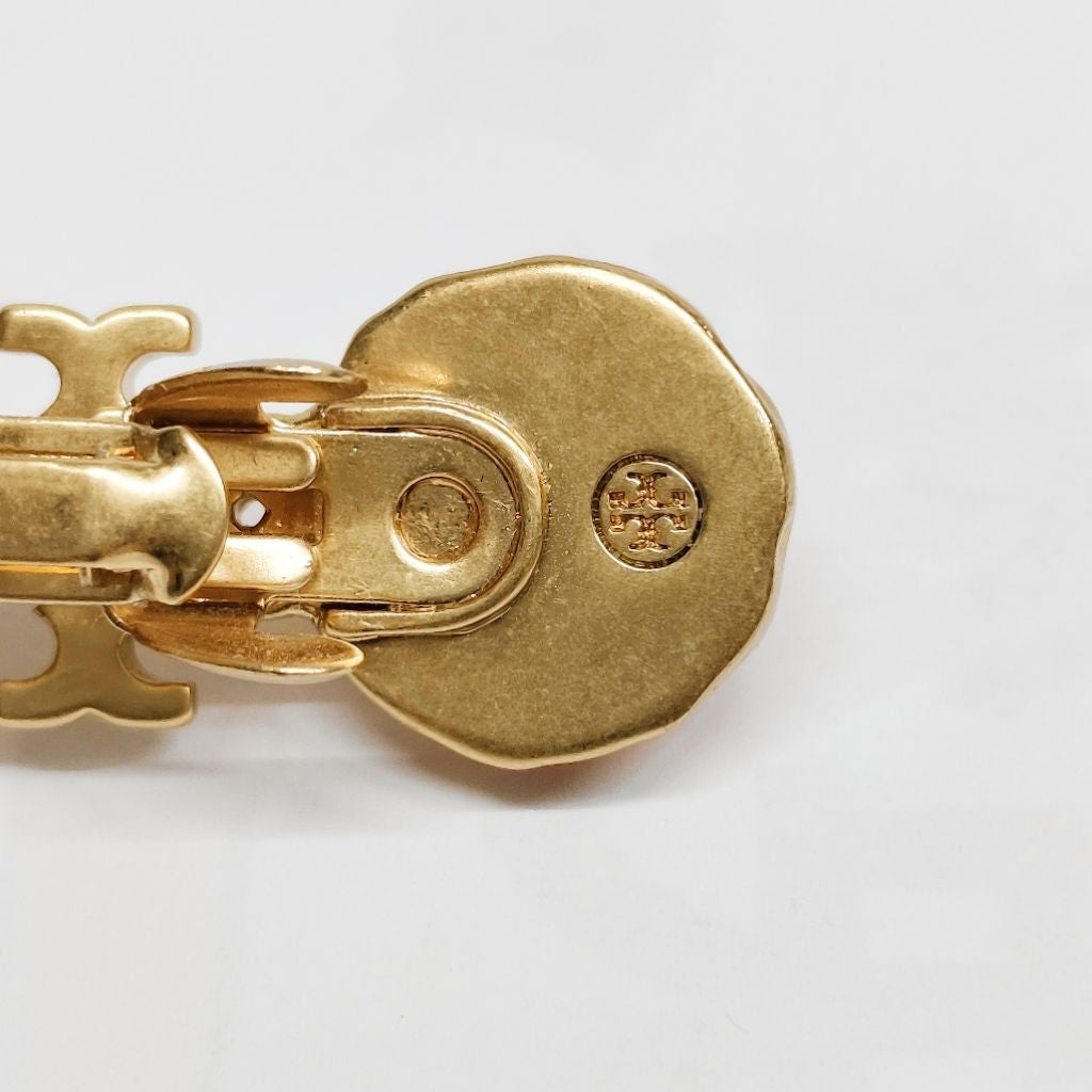 TORY BURCH 髮夾 金色 果凍橘 夕陽色 保證正品