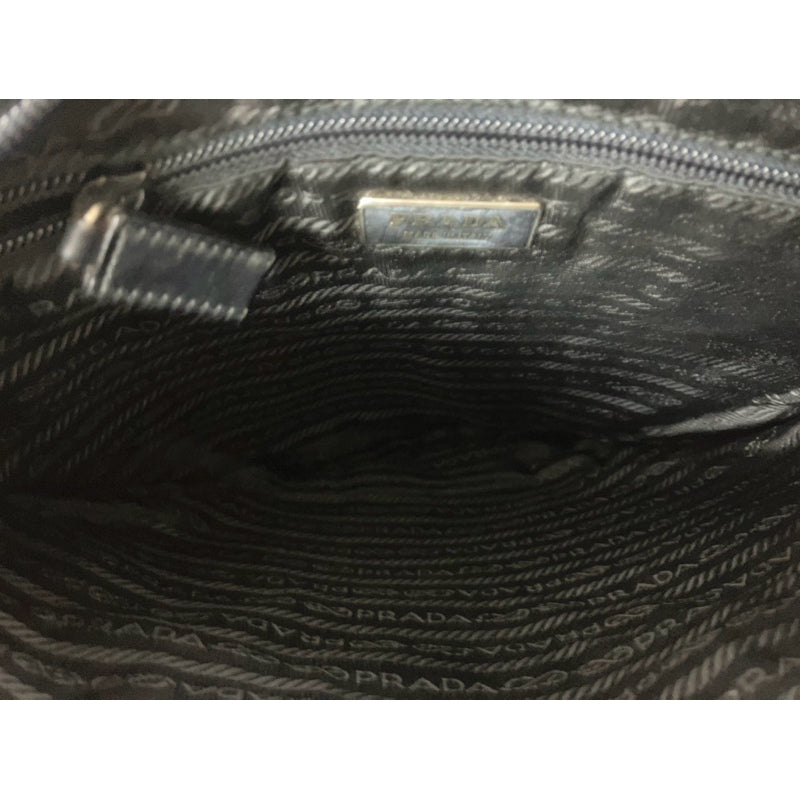 PRADA 方形毛呢手提包 黑紫 保證正品