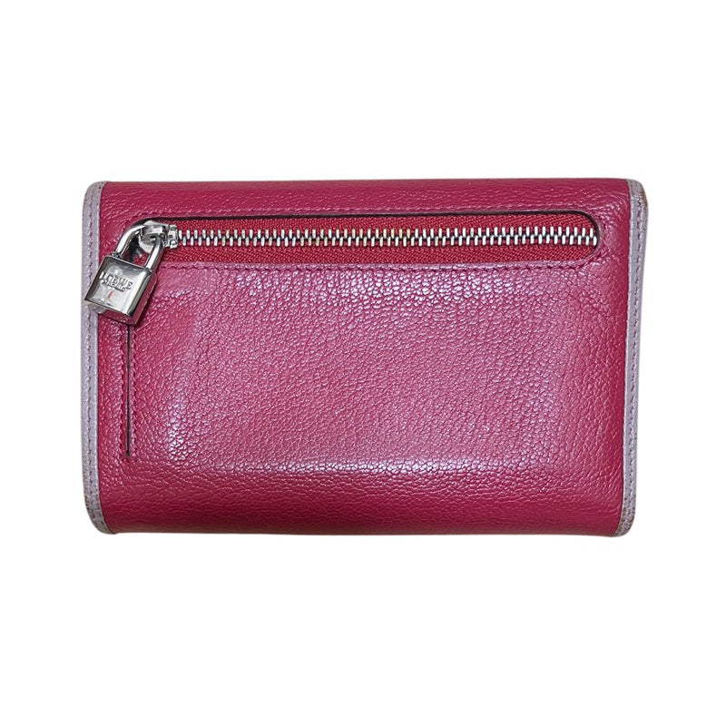 LOEWE 紅色對折扣式中夾 保證正品
