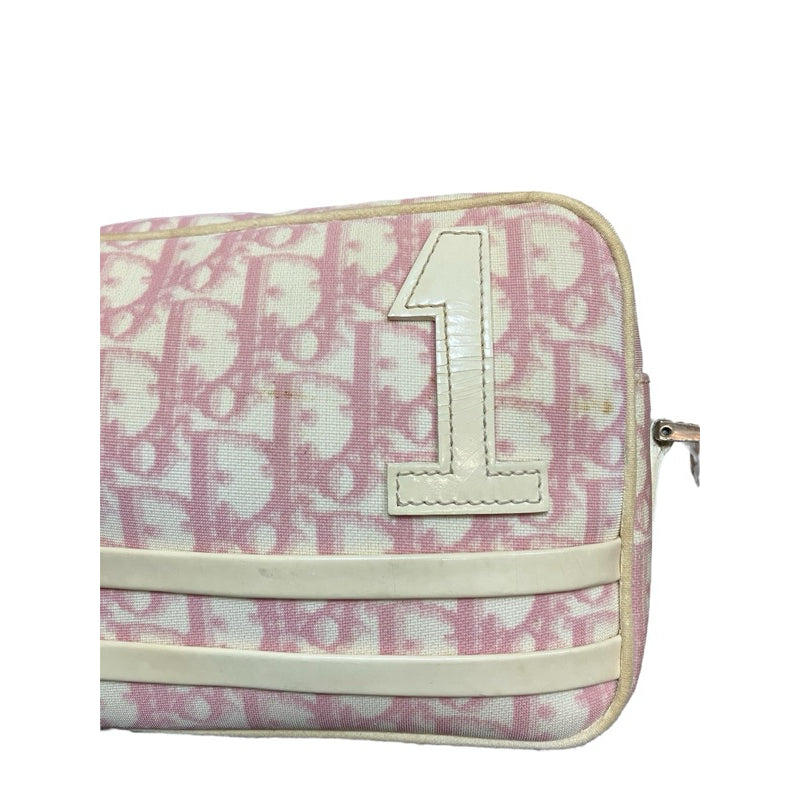 DIOR VINTAGE 滿版老花 粉色 斜背包 保證正品
