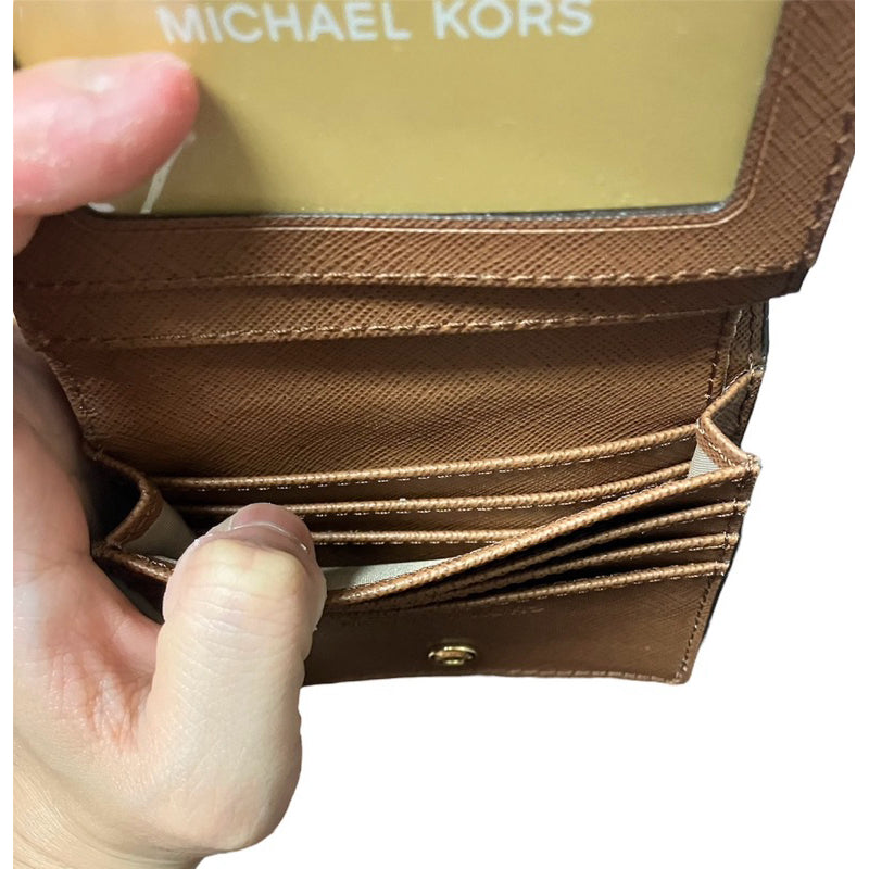 MICHAEL KORS 棕色 對折 扣式 短夾 保證正品