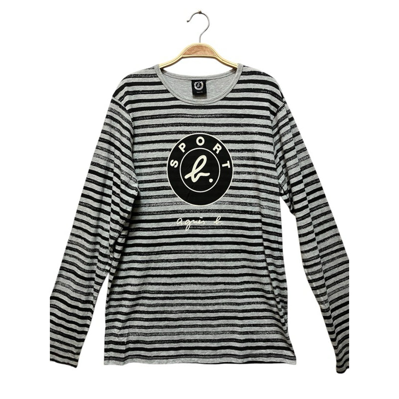 AGNES.B 條紋 大LOGO 長袖棉T 保證正品
