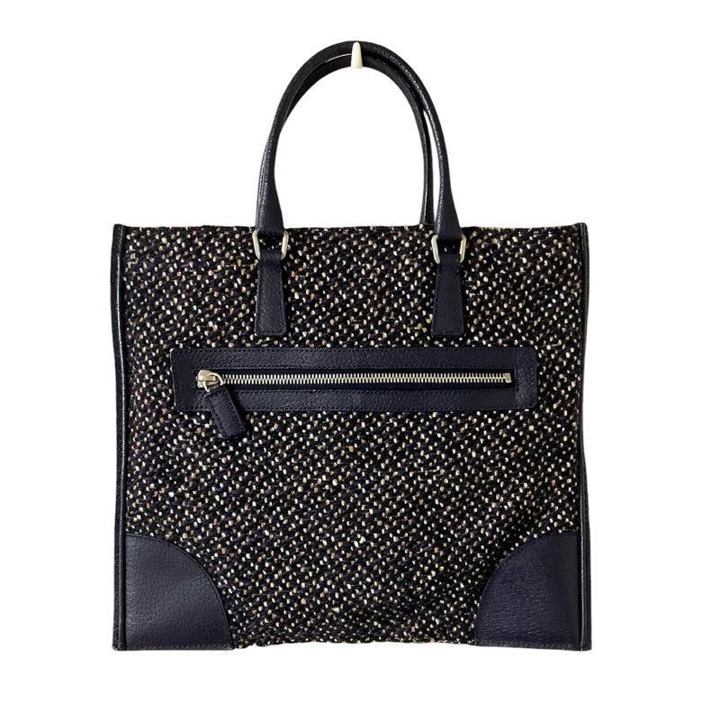 PRADA 方形毛呢手提包 黑紫 保證正品