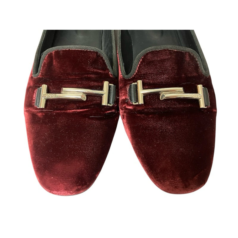 TOD’S 酒紅色 絨布 平底鞋 保證正品