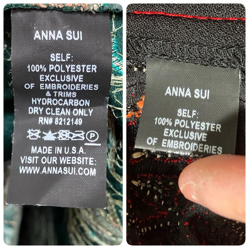 ANNA SUI 綠色 無袖 刺繡 小洋裝（紅色已售）