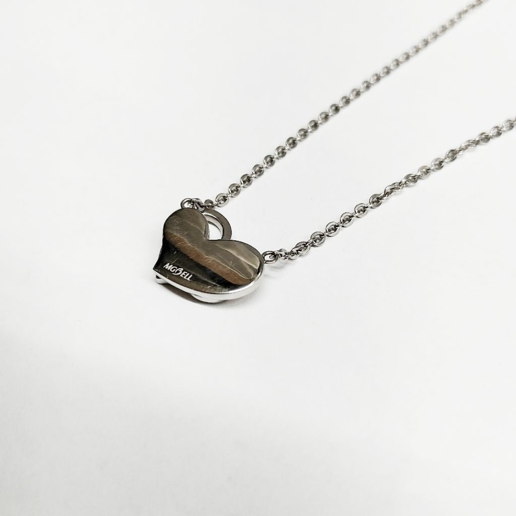 MGBELL 瑪琦貝爾 項鍊 銀色 愛心 星星 淡橘色 純鋼 保證正品