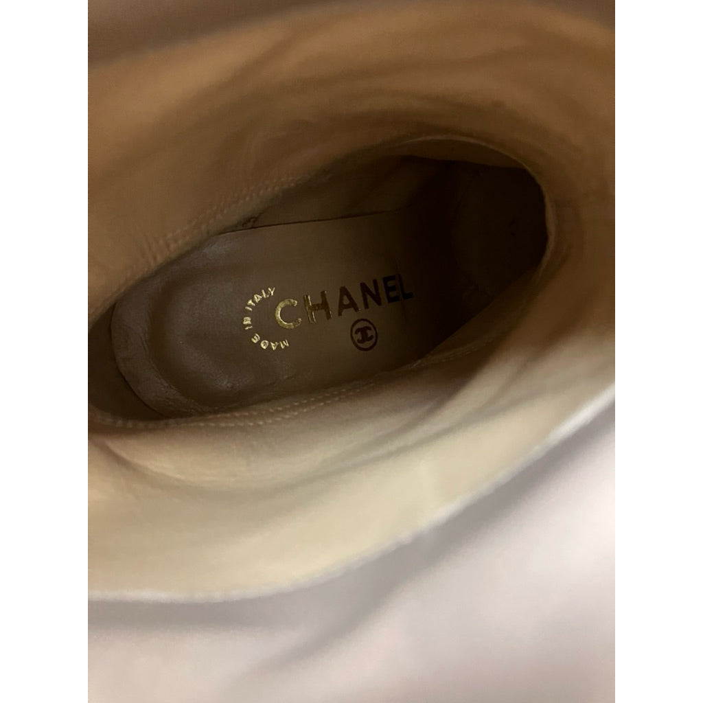 極小腳福音❗️❗️❗️CHANEL 杏色 真皮 高跟靴 保證正品