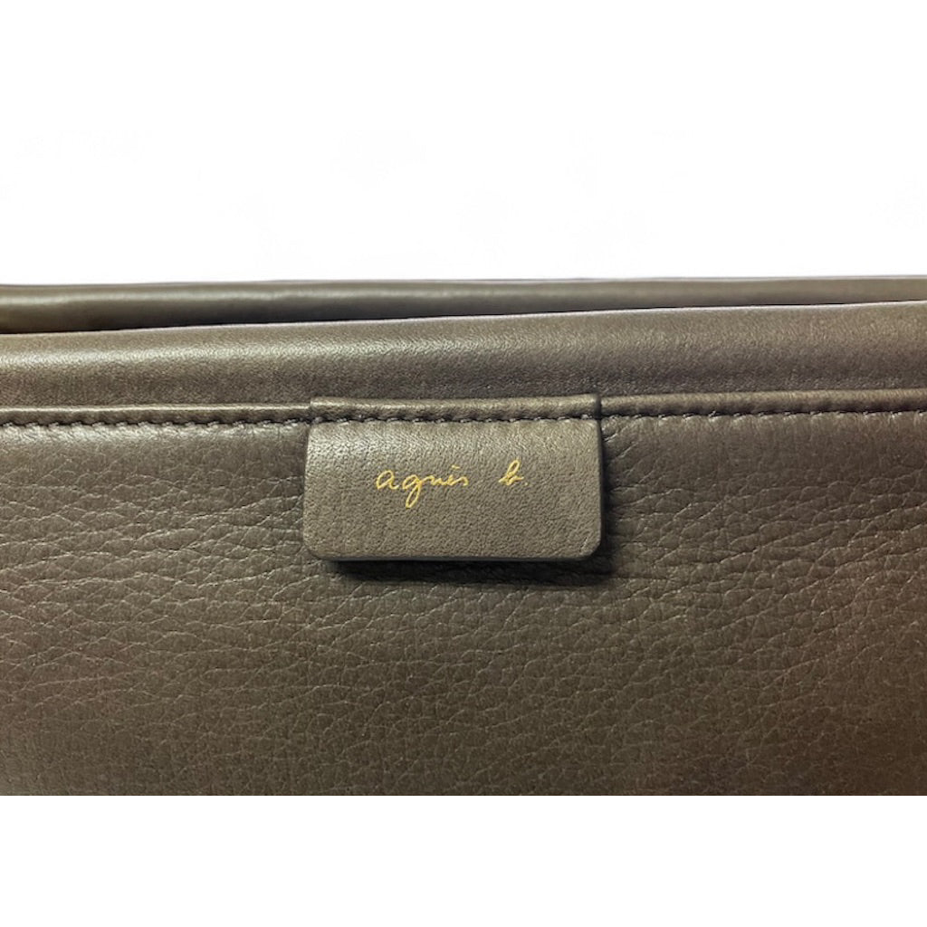 全新品！！！AGNES.B 咖啡棕 天然皮革 斜背包 保證正品