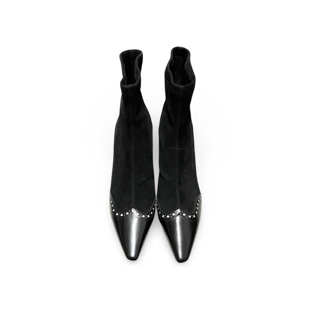 CHRISTIAN DIOR 黑色 麂皮 高跟 短靴 保證正品