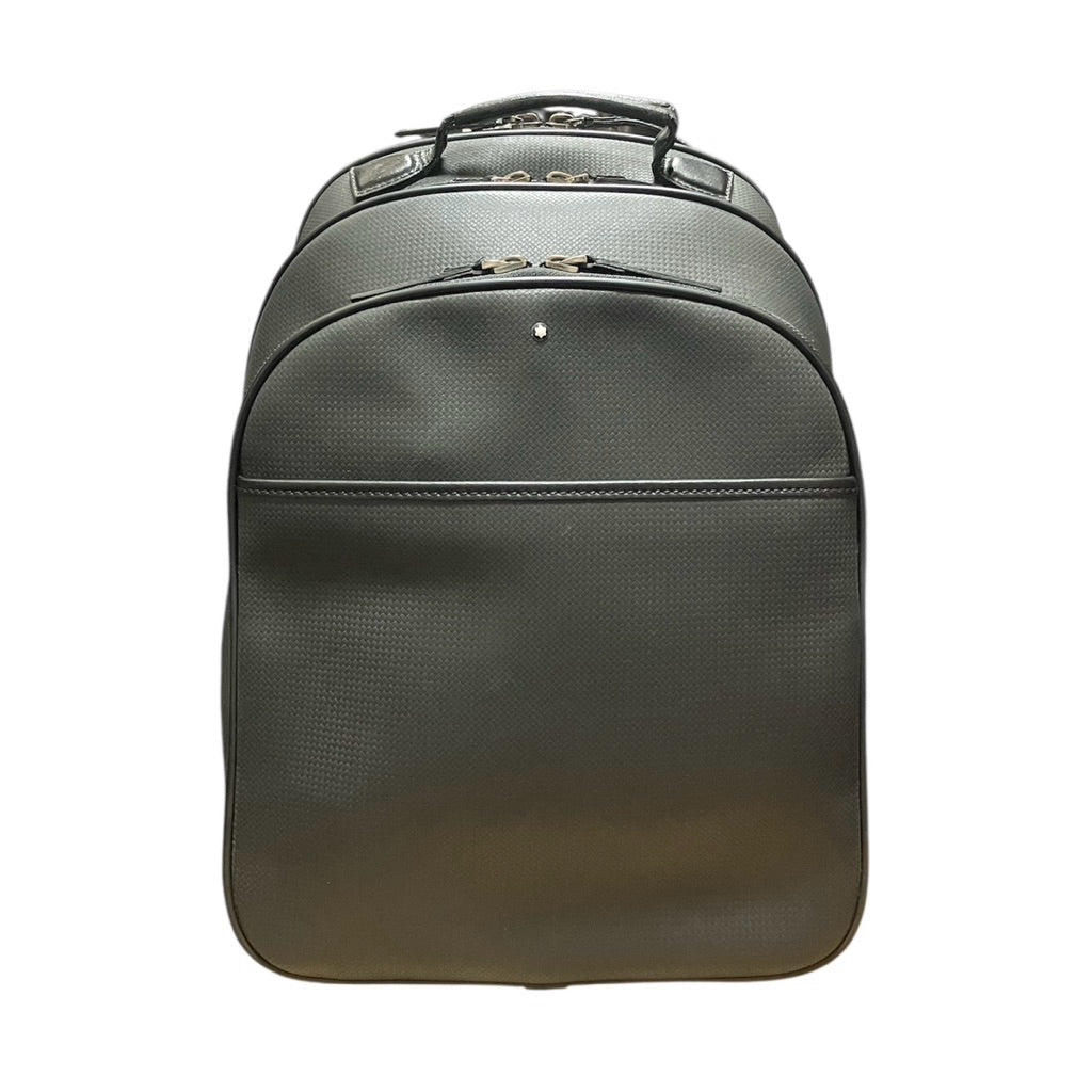 MONTBLANC 萬寶龍 黑色 碳纖維紋 牛皮 後背包 保證正品
