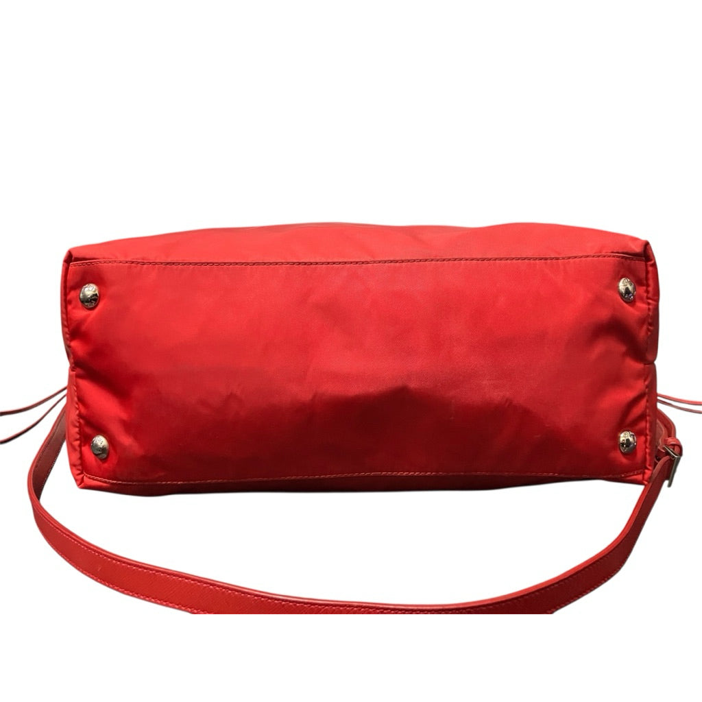 PRADA 紅色 尼龍 托特包 可斜背 保證正品