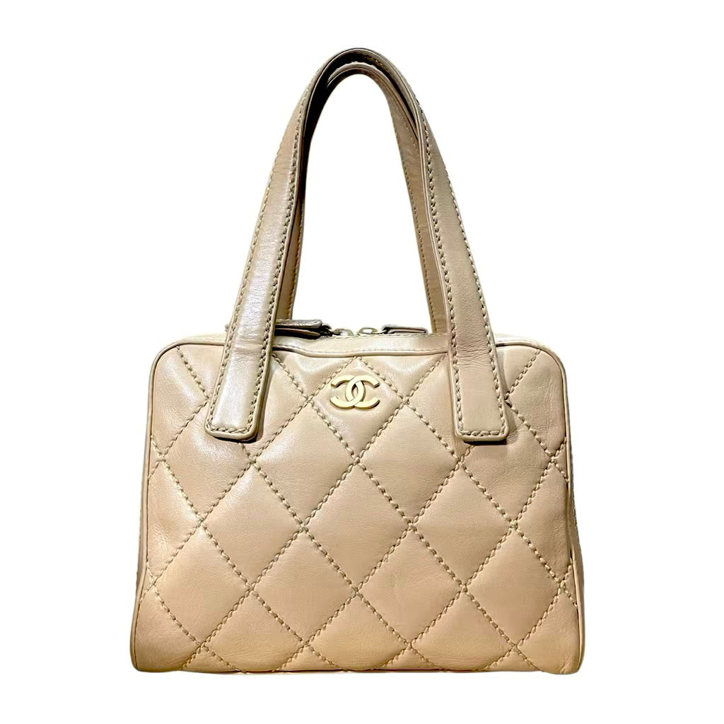 CHANEL 香奈兒 老香 有雷標 卡其色 小保齡球包 保證正品