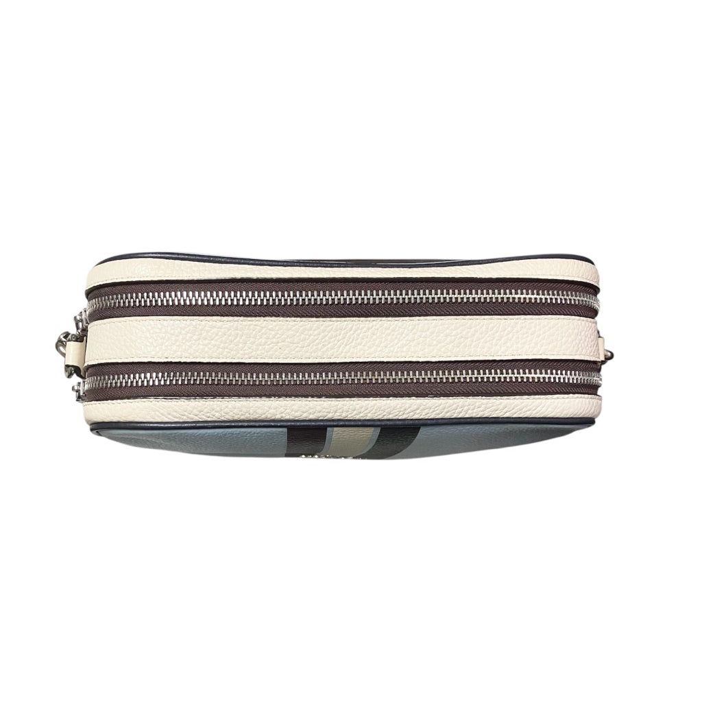 COACH 藍白跳色 真皮 粗背帶 相機包 保證正品