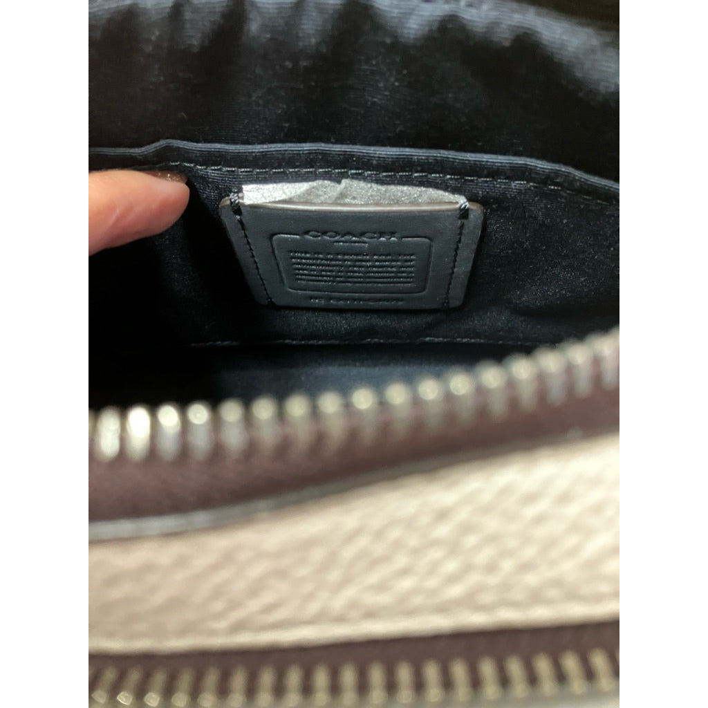 COACH 藍白跳色 真皮 粗背帶 相機包 保證正品