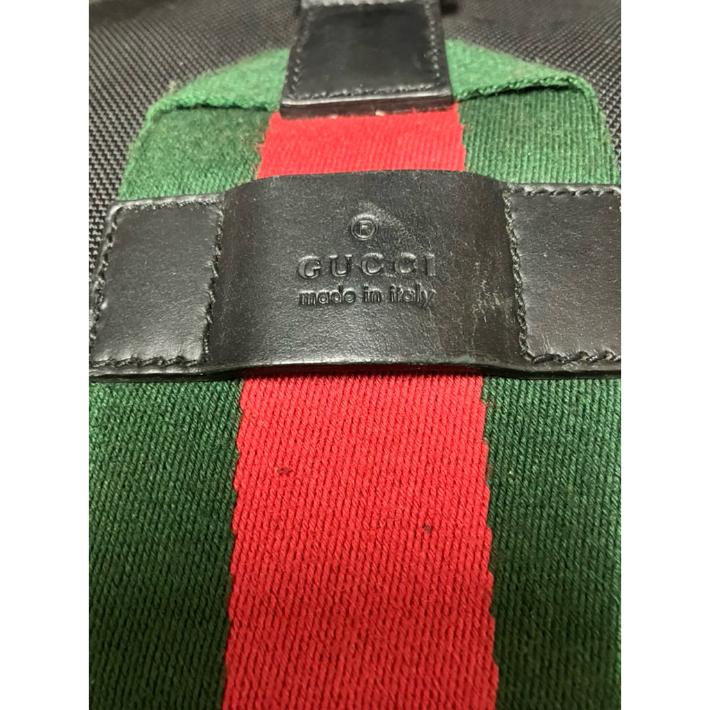 ⚠️請詳閱商品描述❗️GUCCI 黑色 帆布 紅綠織帶 托特包 保證正品