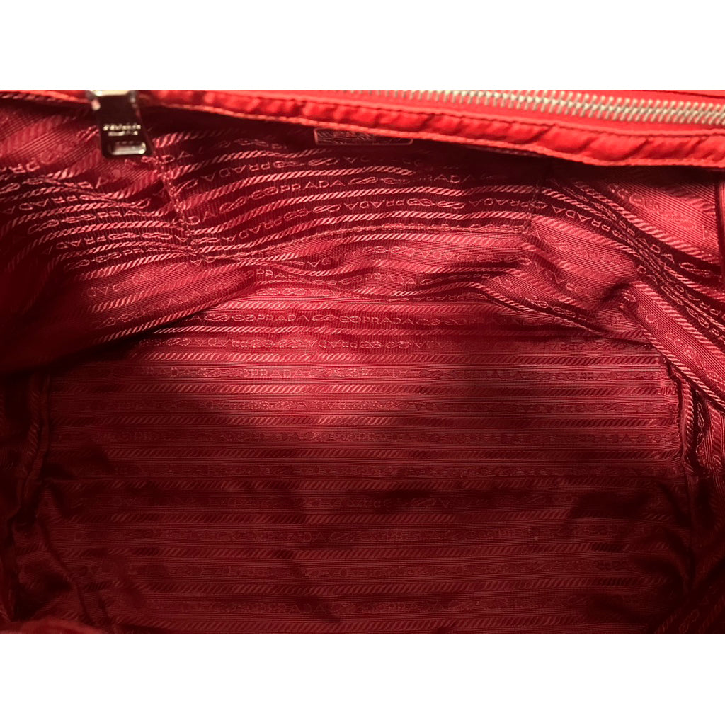 PRADA 紅色 尼龍 托特包 可斜背 保證正品