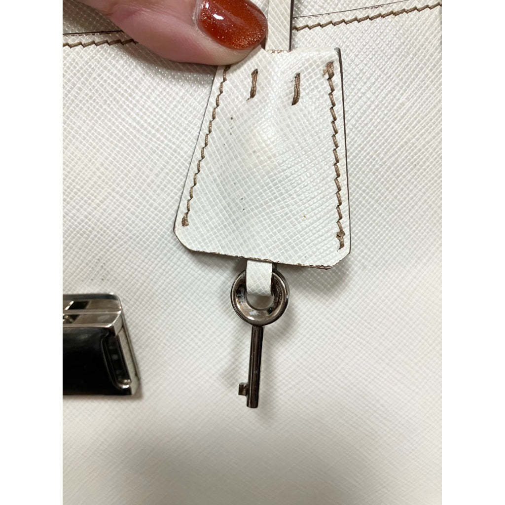 PRADA 白色 防刮皮 大手拿包 保證正品