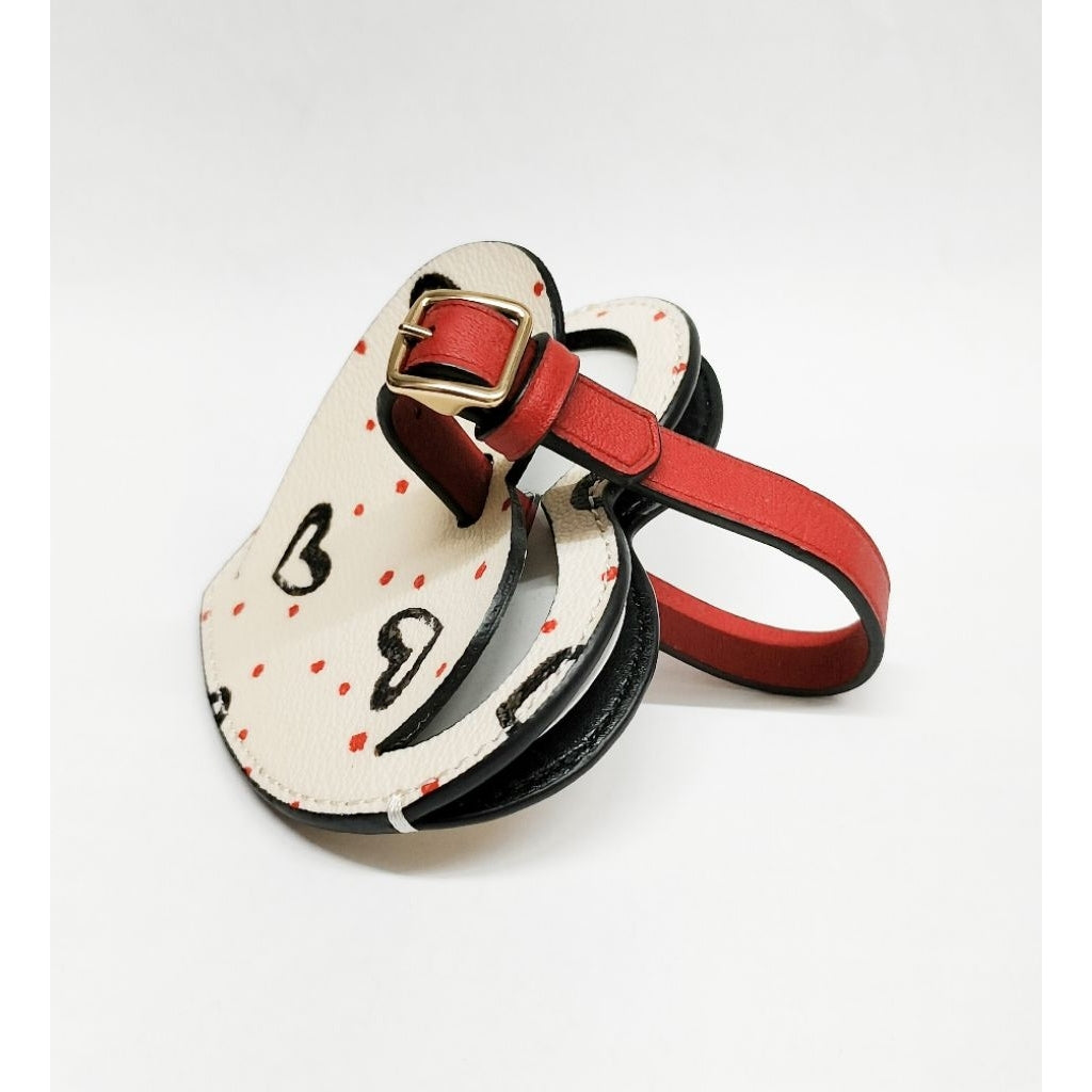 COACH 蔻馳 鑰匙圈 皮革 愛心 點點 可愛 白色 保證正品