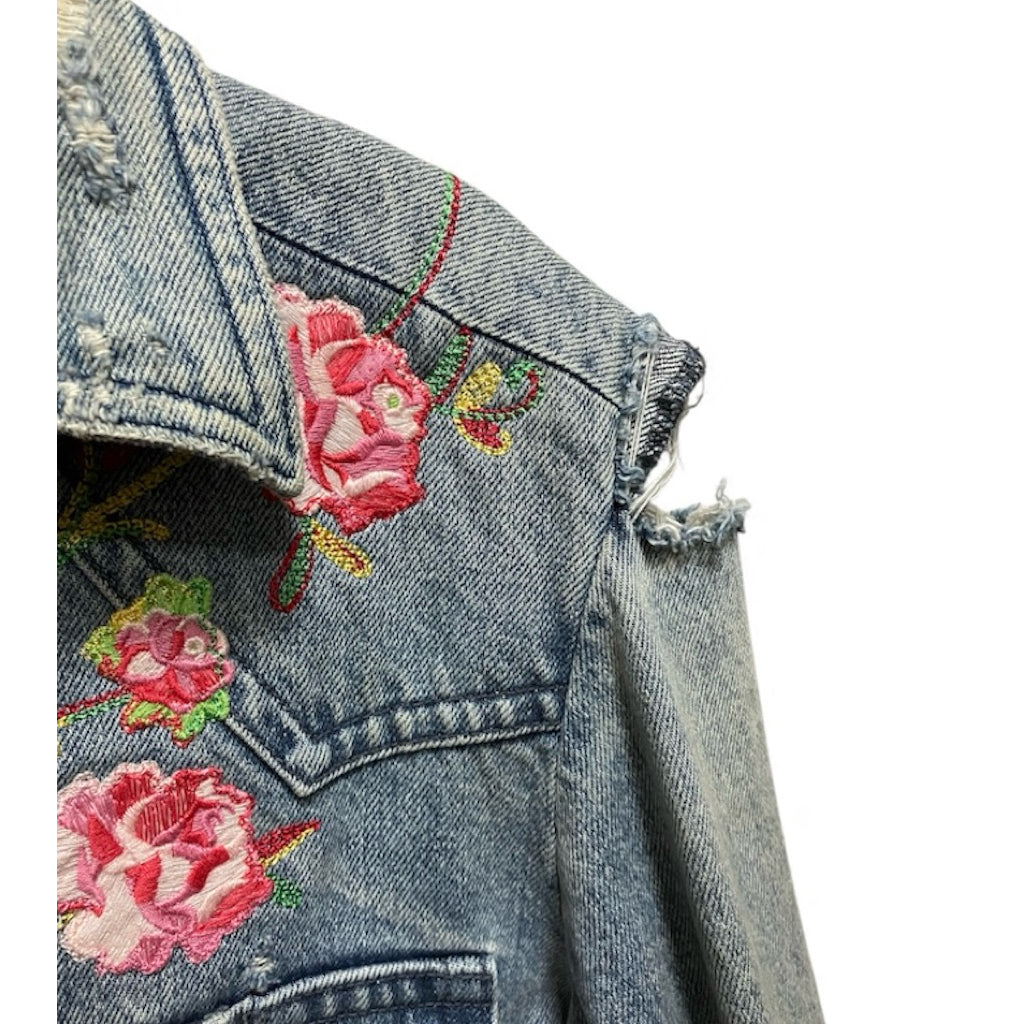POLO RALPH LAUREN 花朵 刺繡 刷破 牛仔外套