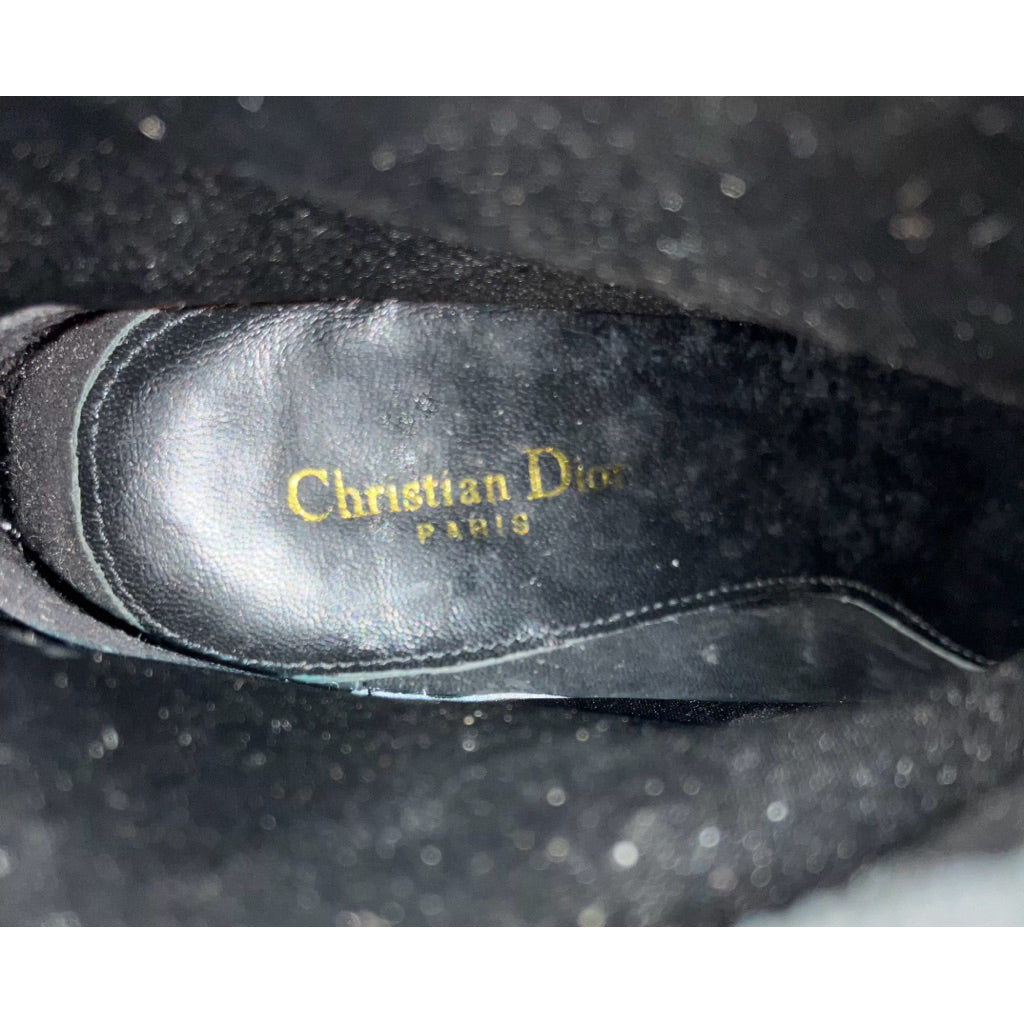 CHRISTIAN DIOR 黑色 麂皮 高跟 短靴 保證正品